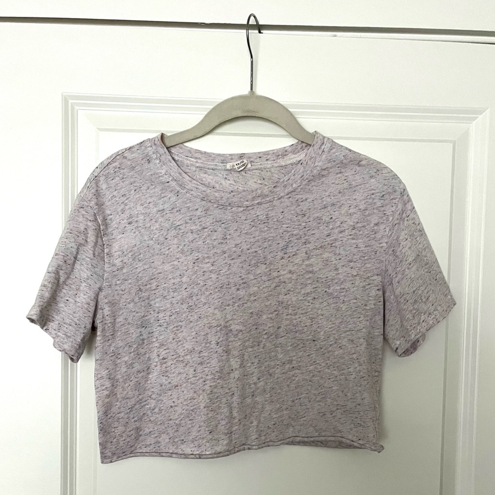 Garage Multi Color Cropped Short Sleeve Shirt, size XS